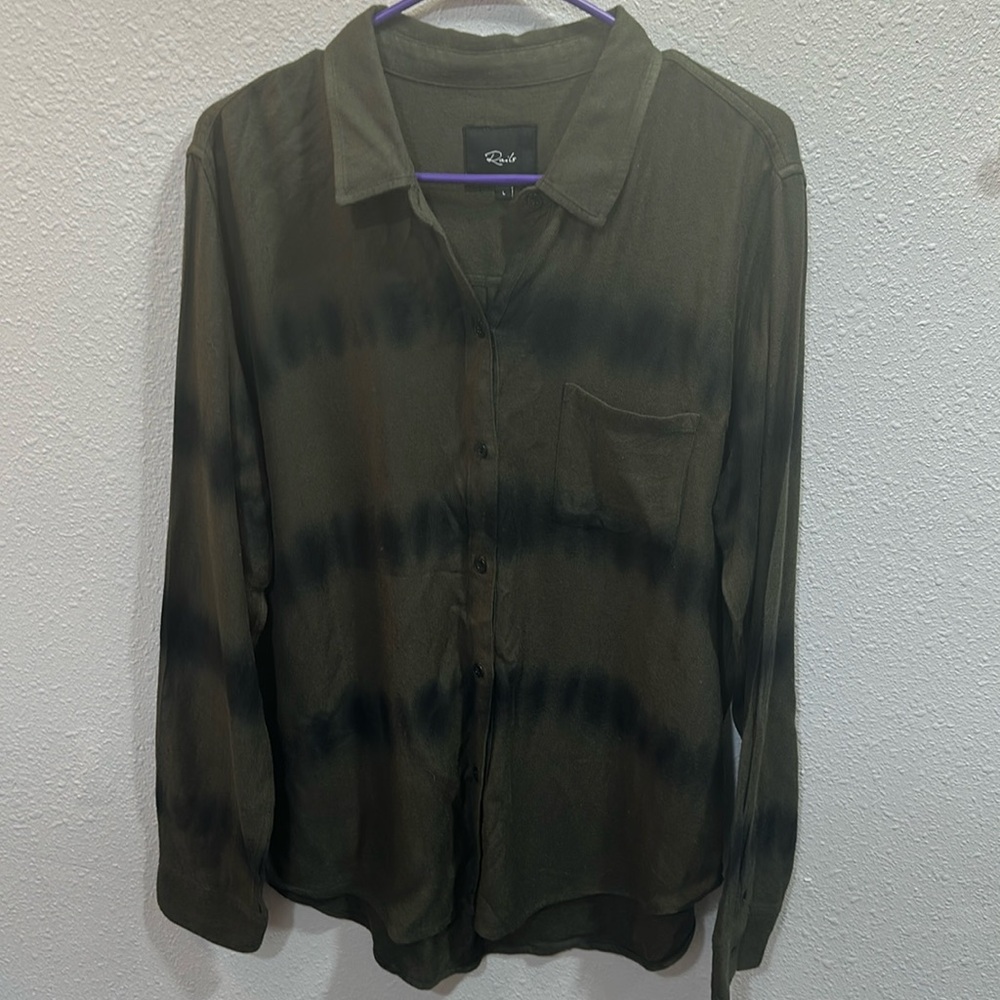 Rails Hunter Olives Black Waves flannel button down shirt Large